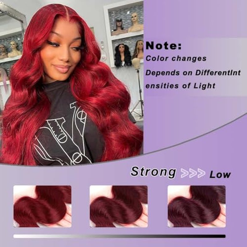 Burgundy Bundles Human Hair Body Wave 24 Inch Bundle Brazilian Hair Wine Red Body Wave Human Hair Extensions