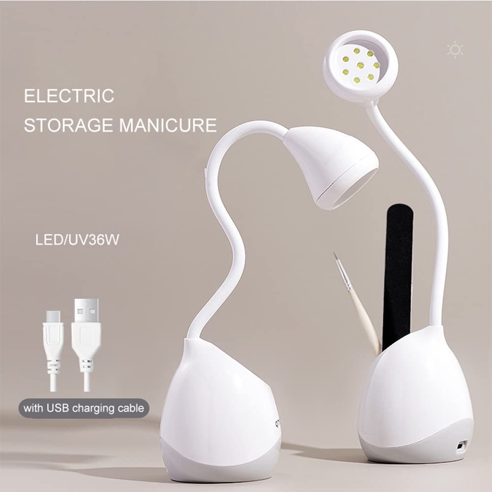 Bovmics 36W Rechargeable UV LED Nail Lamp, Gooseneck Light for Gel Nails Hands Free, Mini Portable Dryer With Brush Holder for Travel Home & Salon Manicure