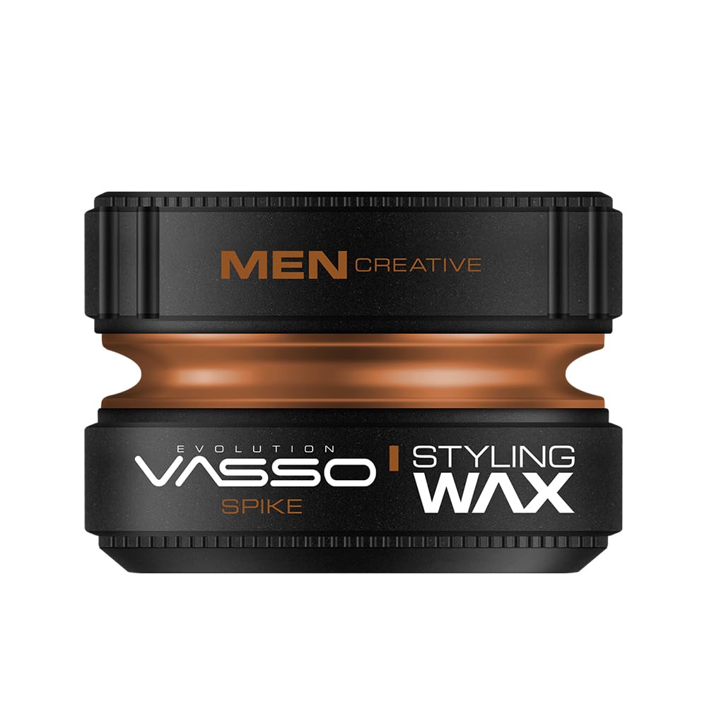 Vasso Clay Spike Hair Styling Wax for Men, Ultra Matte Strong Hold Clay Wax, Water Based Texturizing Hair Clay for All Hair Types, Long Lasting Barber Style Finish, 5.07 fl oz (150 ml)