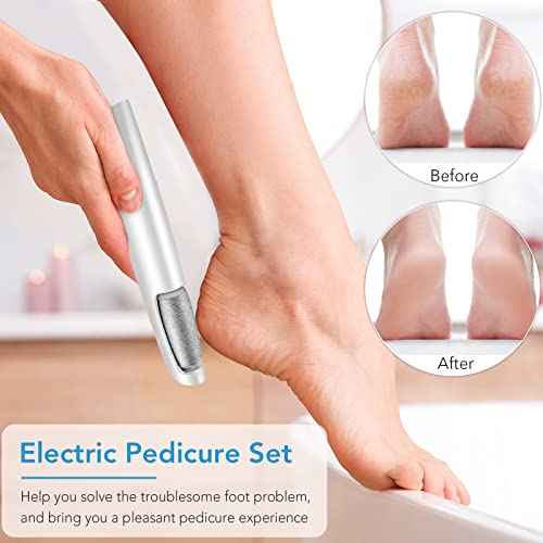 LINKEVAP Electric Callus Remover for Feet, Professional Pedicure Kit Foot Scrubber for Dry, Dead, Cracked, Hard Skin, at Home Feet Spa Care Kit for Men & Women (Cold White)