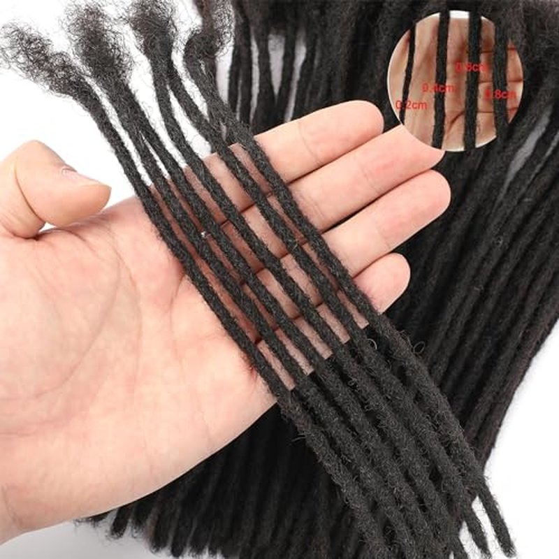 Human Hair Loc Extension 0.4cm 8Inch 30 Strands 100% Real Human Hair Dreadlock Extensions for Man/Women Handmade Lock Extensions Human hair