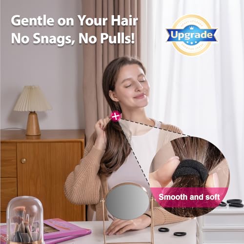 120pc Hair Ties No Damage Snag Free for Thick Hair, Seamless No Pull Elastic Ponytail Holders for Women Girls(Classic 5 Colors)