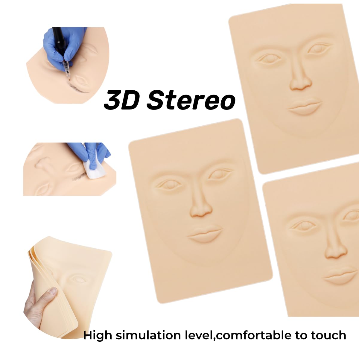 Tattoo Face Practice Skin - Microblading Practice Skin 10pcs 3D Face Practice Skin Silicone Permanent Makeup Practice Face, for Eyebrow Lip Tattoo Practice and Makeup Training