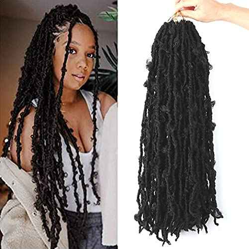 LMZIM 5 Packs 24 Inch Butterfly Locs Crochet Hair for Black Women Soft Distressed Faux Locs Pre looped Pre-twisted Braids (24 inch 5 pack, 1b)