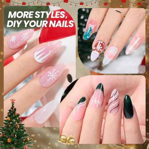 Beetles Frostglaze Veil Jelly Gel Nail Polish Set, 53PCS 36 Colors Christmas Gel Nail Kit Nude Pink Milky White Red Black Blue Green Silver Cat Eye Base Glitter Glossy Matte Top Coat Gift for Women