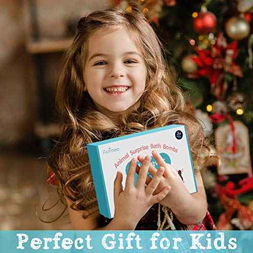 Aofmee Bath Bombs for Kids, Handmade Natural Bath Bombs with Toy Inside, Shea Cocoa Butter Moisturize, Spa Fizzies Bath Bomb Kit, Birthday Christmas Holiday Gifts for Women, Girls, Boys