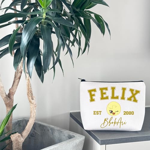 WCGXKO Korean Gift Music Group Merch Group Boys Makeup Bag Music Lover Gift (2000BbokAri), beige