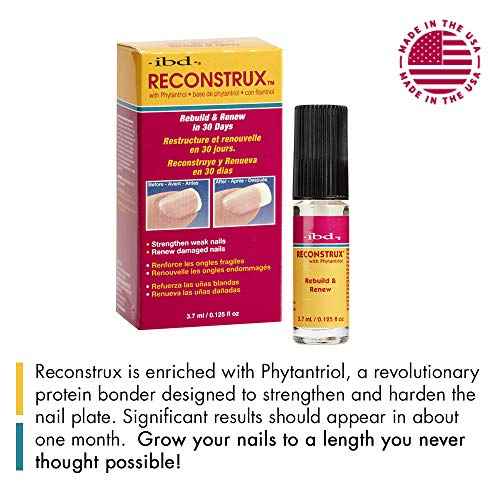IBD Reconstrux Nail Repair Treatment ? Nail Strengthener for Weak & Damaged Nails, Nail Growth Treatment for Peeling & Brittle Nails ? 0.125 fl oz, 2 Pack
