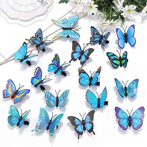 BARTOSI Blue Butterfly Hair Clips Butterfly Hair Clip Cute Butterflies Hair Pins Hair Accessories for Women and Girls (Pack of 20)