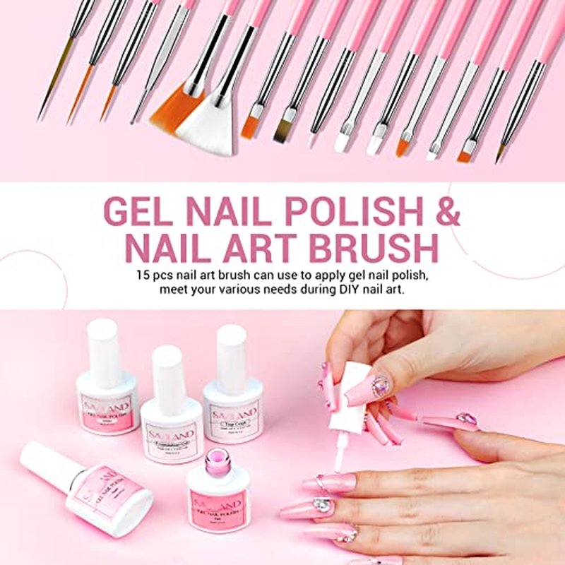 SAVILAND Acrylic Nail Kit with Nail Drill: Nails Kit Acrylic Set Professional Acrylic with Everything U V Light Nail Art Brush Glitter Nail Powder Nail Stuff for Home DIY Salon Use Christmas Gift Set