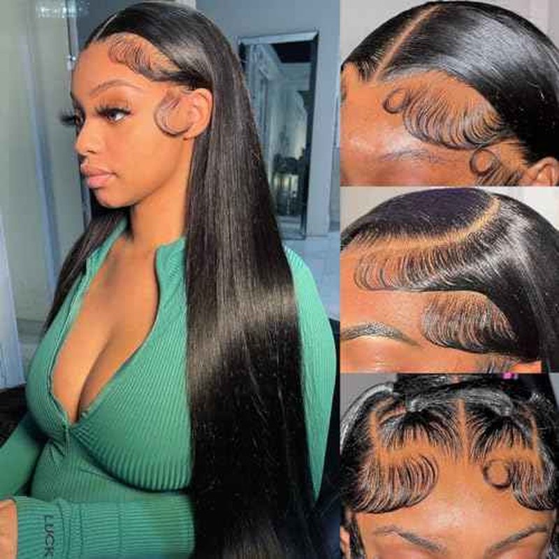 32 Inch Lace Front Wigs Human Hair 180 Density Straight Frontal Wigs HD Transparent 13x6 Lace Front Wigs Human Hair Glueless Wigs for Women