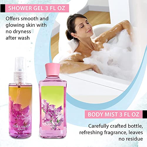 Sweet Pea Bath & Body Kit, 3 Fl Oz, Ideal Skincare Gift Home Spa Set, Includes Body Lotion, Shower Gel, Body Cream, and Fragrance Mist, Birthday Mother's Valentine's Day Gifts for Her