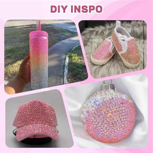 20000Pcs Pink Rhinestones for Bedazzling with 3Pcs B7000 Jewelry Glue, Resin Rhinestones for Crafting Crafts£¬Bedazzler Kit Flatback Gems for Clothing Shoes Tumblers Nail Art