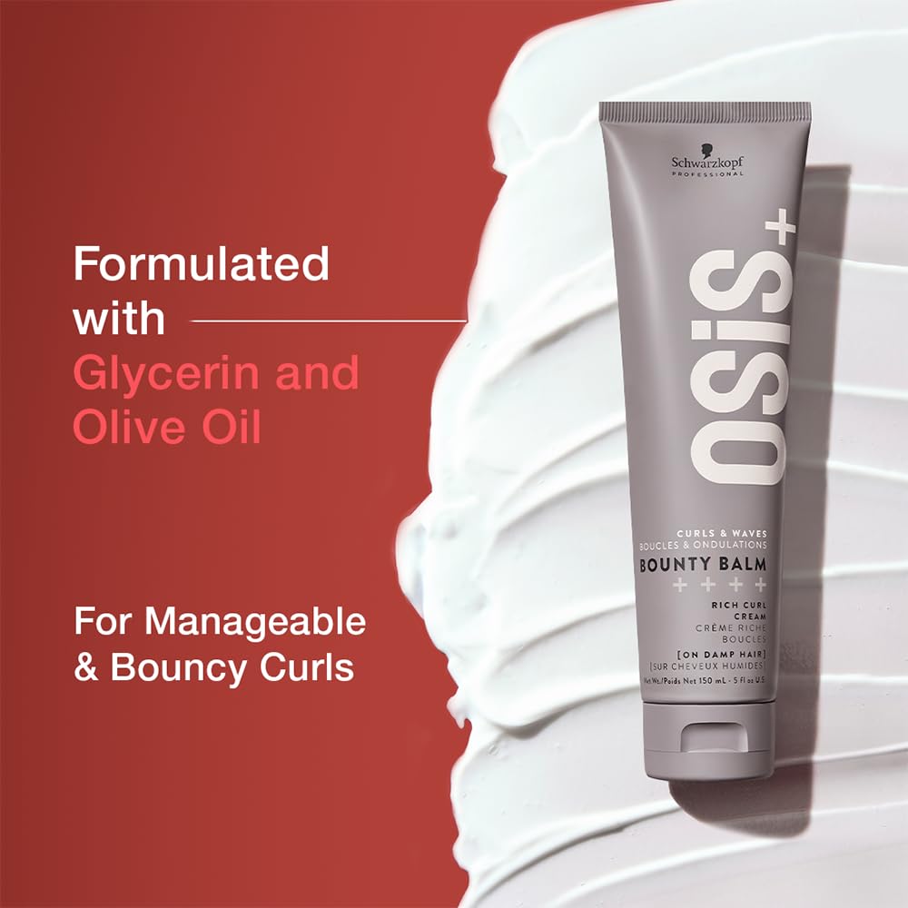 OSiS+ Bounty Balm Rich Curl Cream 5oz – Curl Enhancing, Frizz Control & Humidity Protection for Wavy, Curly, Textured Hair