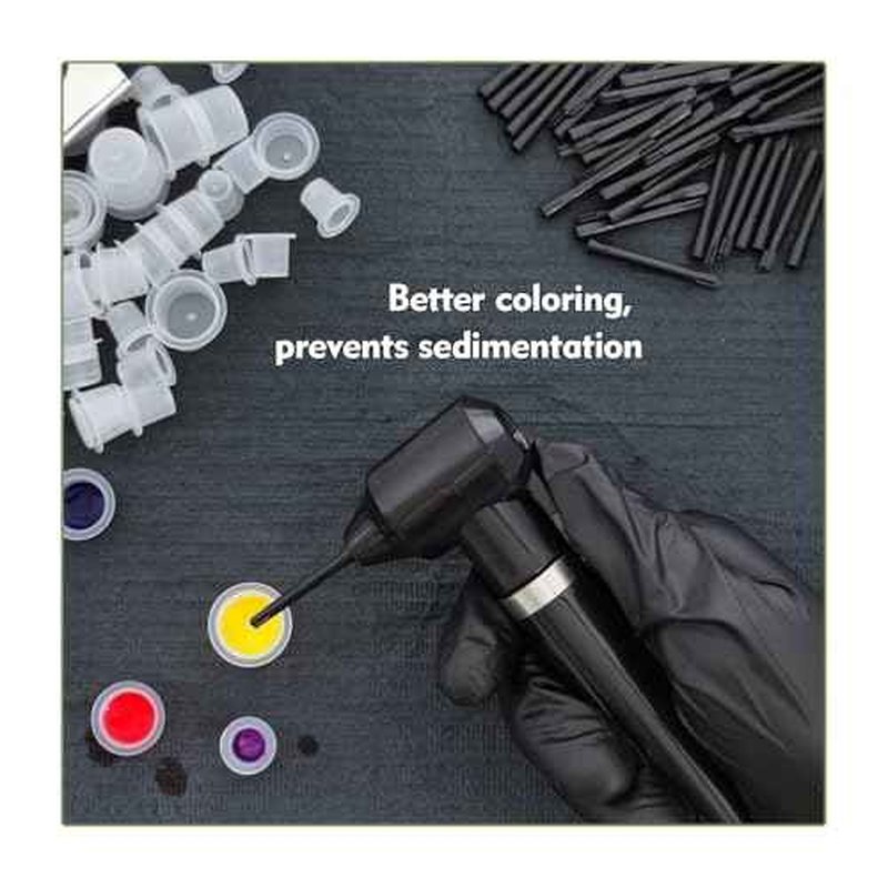 Rayyl Tattoo Ink Mixer Kit - Include Tattoo Ink Mixer Machine with 100pcs Ink Mixing Sticks Black Electric Pigment Mixer Color Mix Tool Ink Agitator for Ink Mixer Tattoo Supplies...