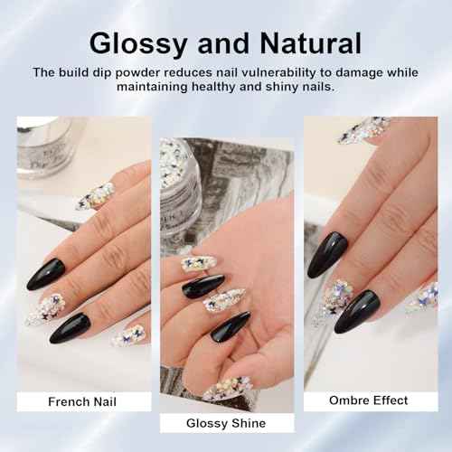 Nail Dip Powder Colors, Butterfly Glitter Silver - DIY Nail Art Starter Kit - No Lamp Needed - 1 oz