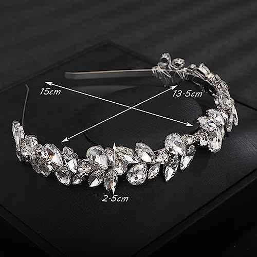 Teyglen Crystal Wedding Crown Bridal Red Rhinestone Tiara Headband Full Blue Black Pink Pieces Handmade Rhinestone Headpieces Hair Accessories for Women Party Prom Birthday (Red)