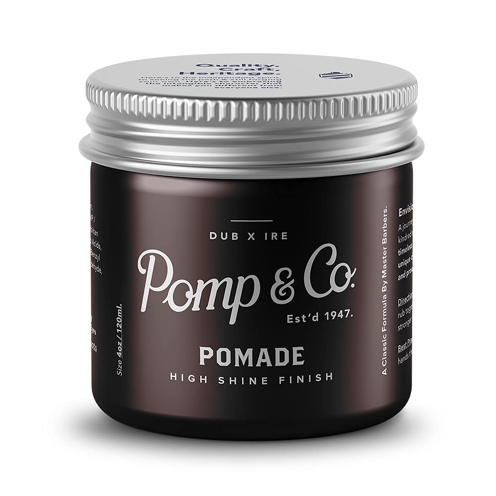 Pomp & Co High Shine Pomade, Mens Styling Pomade For A medium Strong Hold With A Wetlook Finish, Water Based Pomade 120ml