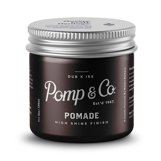 Pomp & Co High Shine Pomade, Mens Styling Pomade For A medium Strong Hold With A Wetlook Finish, Water Based Pomade 120ml
