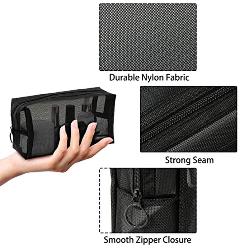 20 Pieces Mesh pouch, Mesh Makeup Bag Portable Makeup Pouch Travel Toiletry Bag for Makeup Organizer Home Office Travel Accessories, Mesh Cosmetic Bag with Zipper