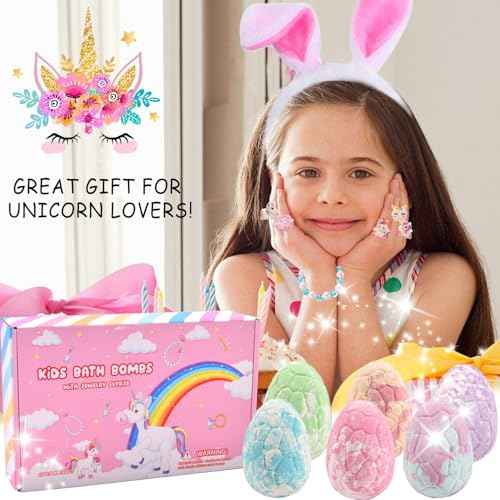 Bath Bombs for Kids with Toys Inside Bath Bombs for Girls with Surprise Inside Unicorn Bubble Bath Toys for Kids Ages 4-8 Gifts Girls Toys Age 4 5 6 7 8 Years Old Toddler Princess Birthday Gift