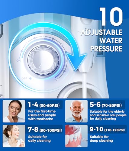 Electric Toothbrush and Water Flosser,600ML Oral Irrigator Water Flosser with 7 Jet Tips,10 Adjustable Pressure Settings,Sonic Electric Toothbrush with 2 Brush Heads,5 Modes(White)