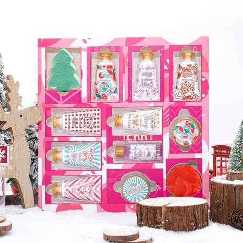 Advent Calendar 2025 Christmas Holiday Gifts for Women 12 Days Beauty Countdown Calendar 2025 Xmas Gifts Set 12pcs Spa Hand Cream Gifts Sets for Women with Hand Lotion Body Lotion Bath Sets Pamper Kit