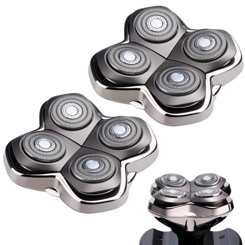 2Pack Pro 4 Shaver Replacement Heads Compatible with Skull Pitbulls Gold PRO, Silver PRO, Platinum PRO, Head Shavers, Electric Shaver Half Head for Men/Women (2 PACK BORON)