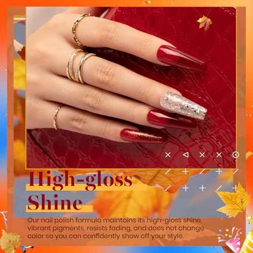 Beetles Fall Gel Nail Polish Set - 20 Colors Yellow Orange Burgundy Red Brown Black Green Gel Nail Polish Kit with Glossy Matte Gel Top Base Coat Soak Off Uv Manicure Gift for Women