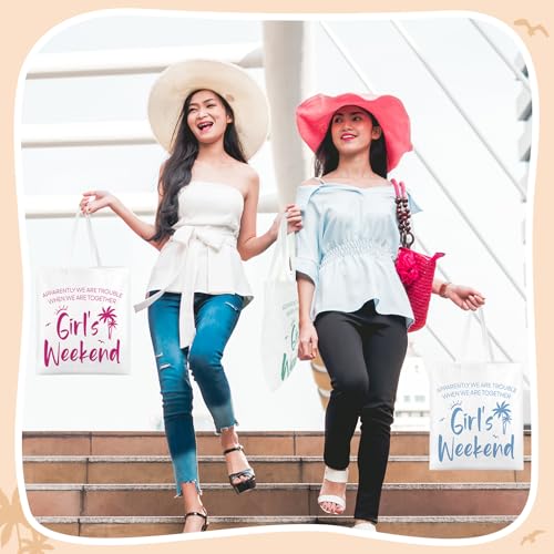 Paterr 8 Pcs Girls Weekend Gifts Includes 4 Makeup Bag Girls Trip Gifts 4 Weekend Tote Bag Travel Favors for Women Summer Cosmetic Zipper Pouch Wedding Birthday Bachelorette Party (Classic Color)