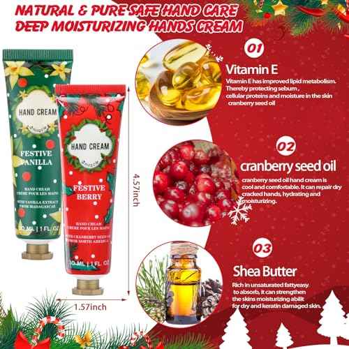 10 Set Christmas Hand Cream Gift Bulk with Gift Boxes 30 Pcs Travel Size Moisturizing Hand Lotions for Christmas Stocking Stuffers Xmas Party Favors Holiday Gifts for Women Mom(Xmas Tree)