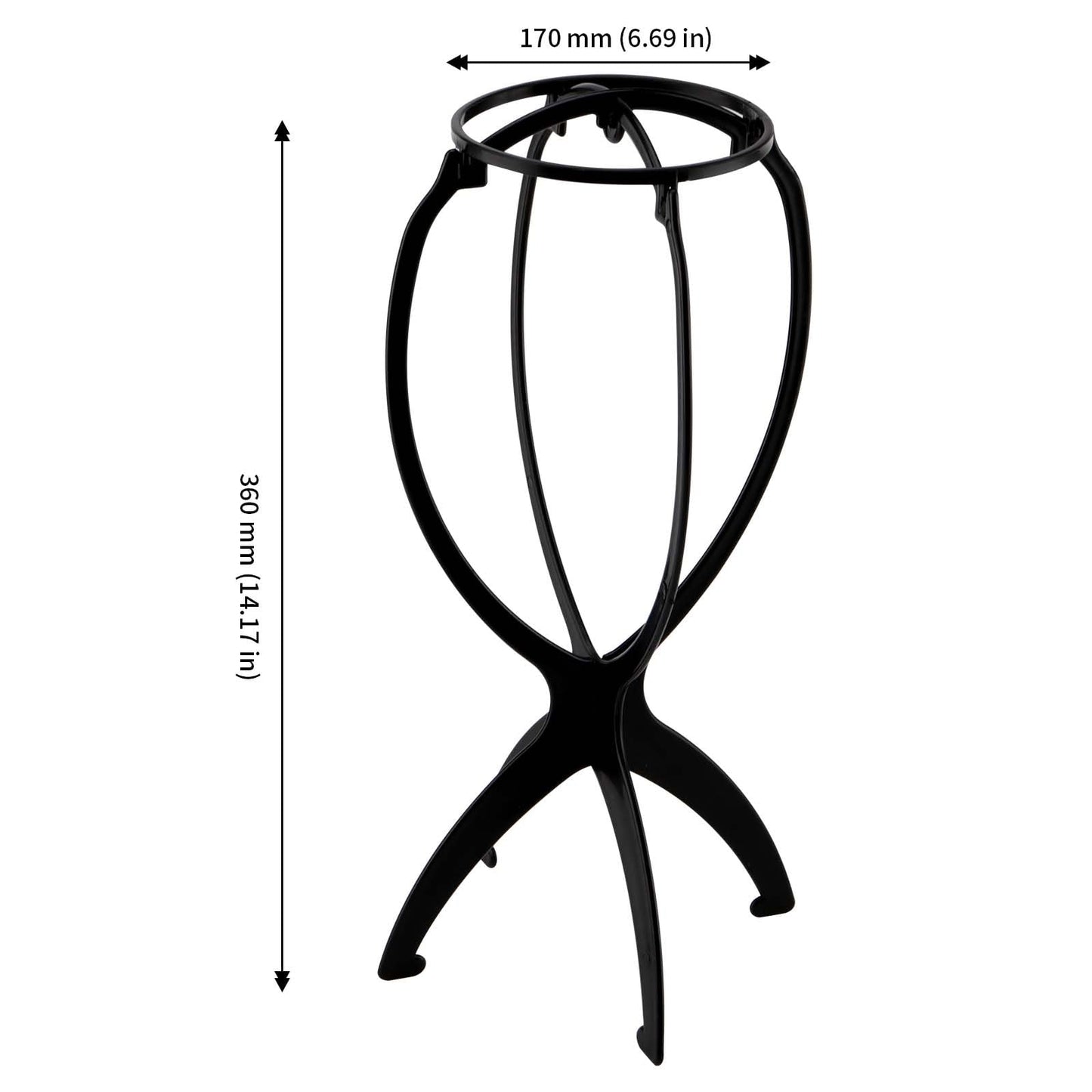 JAPCHET 30 Pack Plastic Wig Stands, 14.2 Inch Portable Folding Wig Stand Black Wig Holder, Trave Wig Display Stand for Multiple Wigs, Hats