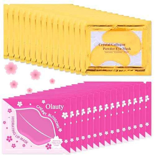 30 Pairs 24K Gold Eye Masks & Lip Masks, Crystal Collagen Gel Under Eye Patches for Puffiness and Dark Circles, Hangover Kit, Bulk Gifts, Party Favors Adults, Bachelorette Party Accessories, Skincare