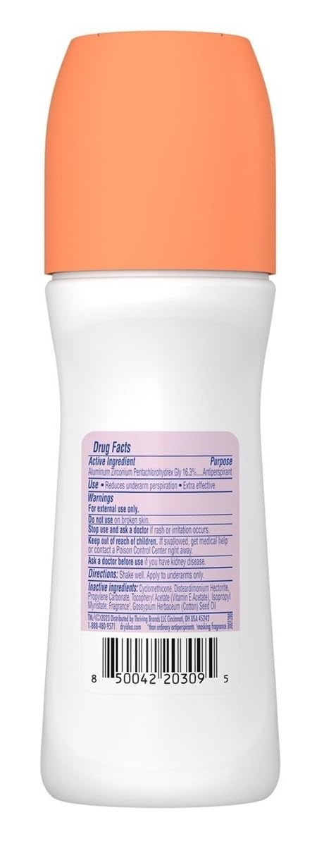 Dry Idea Anti-Perspirant Deodorant Roll-On Unscented 3.25 oz (Pack of 6)