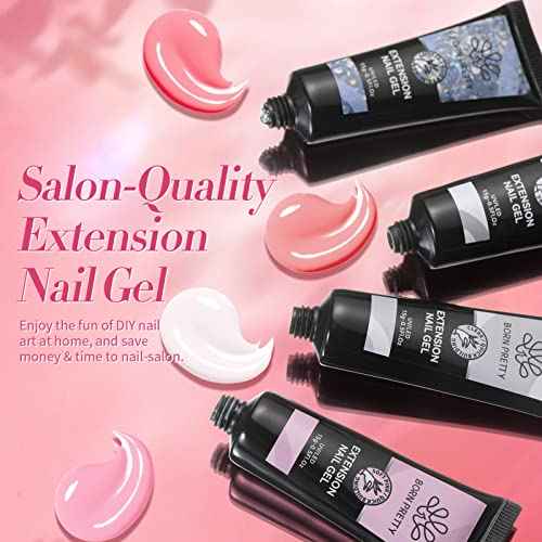 BORN PRETTY Poly Nail Extension Gel Kit-6 Colors Poly Nails Gel Kit Nude Clear Jelly Pink All In One Kit Builder Glue Gel with Nail Lamp Base Top Coat Set Nail Forms French Manicure Set for Beginner Starter DIY at Home Mother's Day Gifts