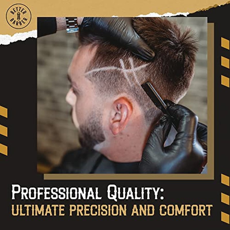 Patented Straight Edge Razors for Men, Close Shaving Razor for Beard with 10+1 Disposable Blade Heads, Easy to Use and Replace Single Edge Razor Blades, Professional and Home Use (Black)