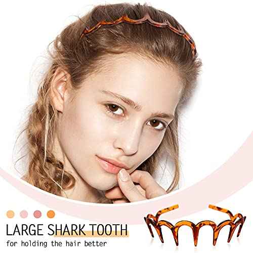 Yeshone 3-Piece Shark Tooth Hair Band, Plastic U-Shaped Hairband with Zigzag Teeth, Hair Accessory for Women and Girls, Black