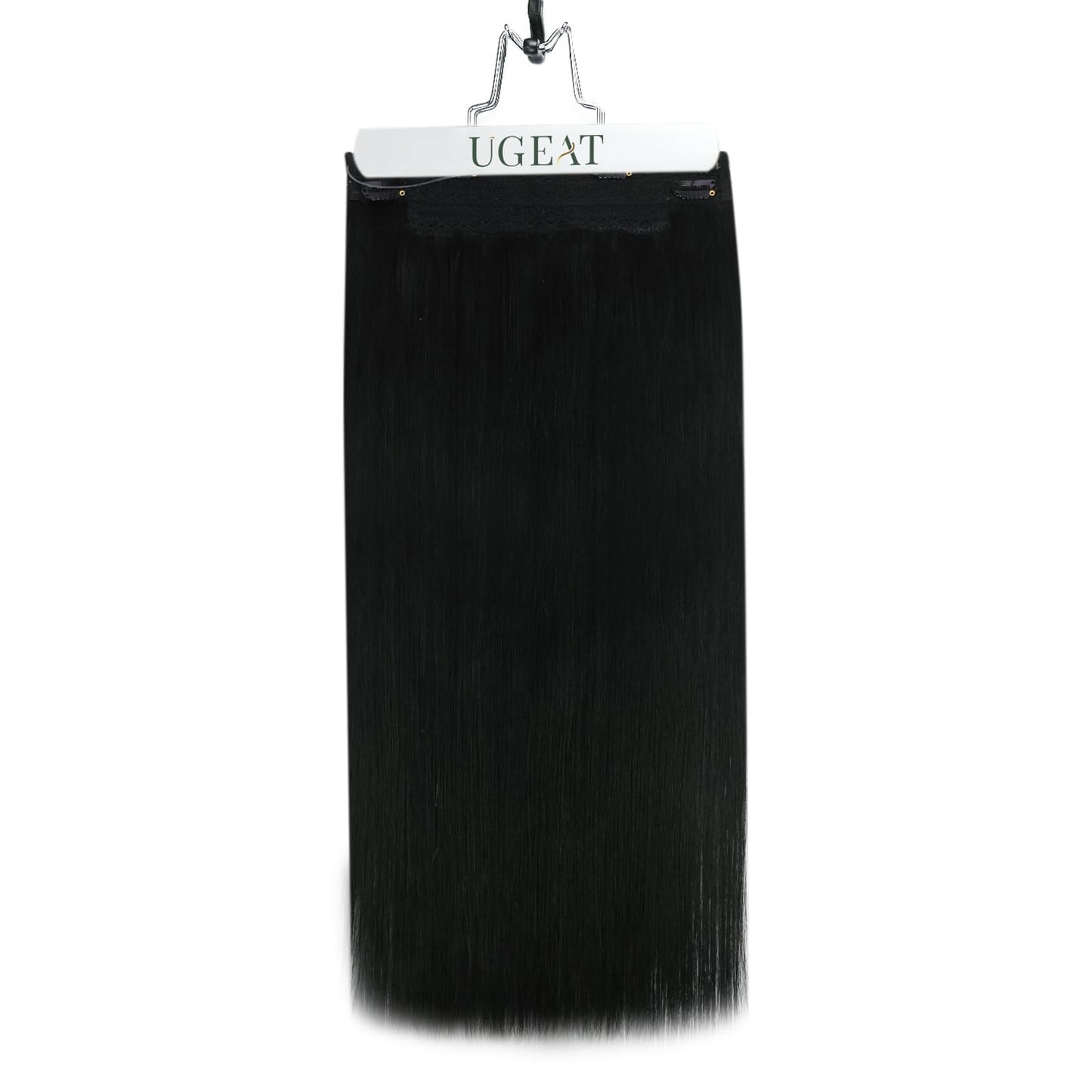 Ugeat Wire Hair Extensions Black Invisible Wire Hair Extensions Jet Black Wires Hair Extension Human Hair Ease Of Application 16 Inch 80g
