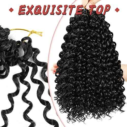 Gogo Curl Short Curly Crochet Hair - 12 Inch, 8 Packs for Black Women - Beach Curl, Deep Wave, Water Wave Braids - Synthetic Hair Extensions (12 Inch, 8 Packs, 1B)