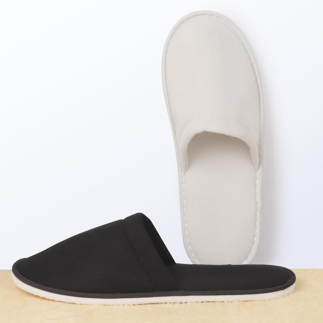 Yeios 20 Pairs Disposable Slippers for Guests Hotel Slippers Non-slip Washable Bulk for Spa House Travel for Adult for Men and Women Light Gray and Black