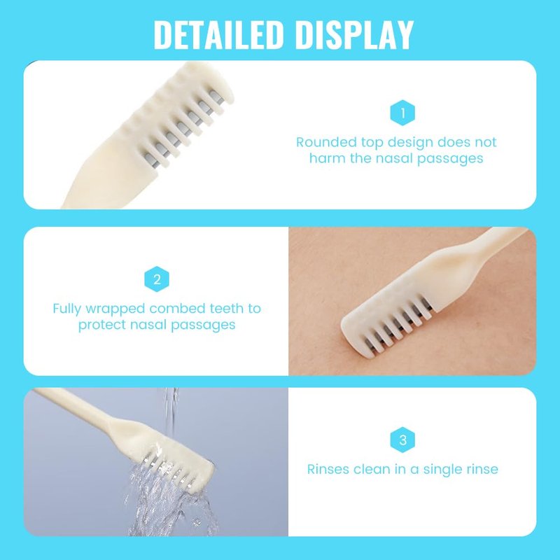 2-in-1 Nasal Hair Cutter, 2025 New Double Sided Nose Hair Knife, Portable Nostril Hair Remover Tool, 360° Rotating Nose Hair Trimmer with Ear Picker for Women and Men (Blue, 3 PCS)