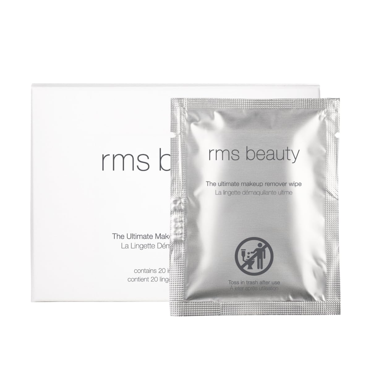 RMS Beauty Ultimate Makeup Remover Wipes - Individually Wrapped Organic Coconut Oil Face Wipes - Gentle Biodegradable Towelettes - 30 Count