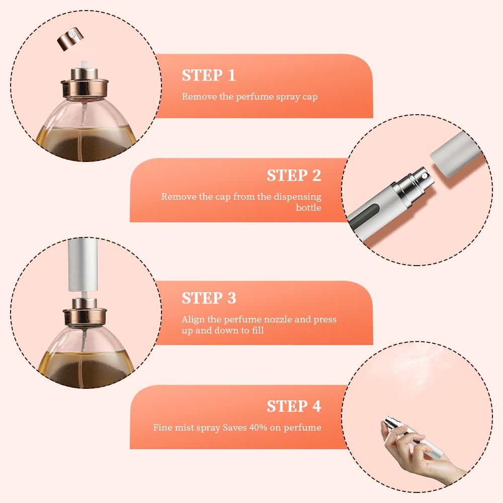 DIOHIO 10ml 3pcs Perfume Travel Refillable Bottle,Perfume Atomizer Travel Refillable, Bottom-Filling Fragrances Perfumes Bottle,Mini Cologne Dispenser,Portable Sprayer（Black-Grey-Silver）