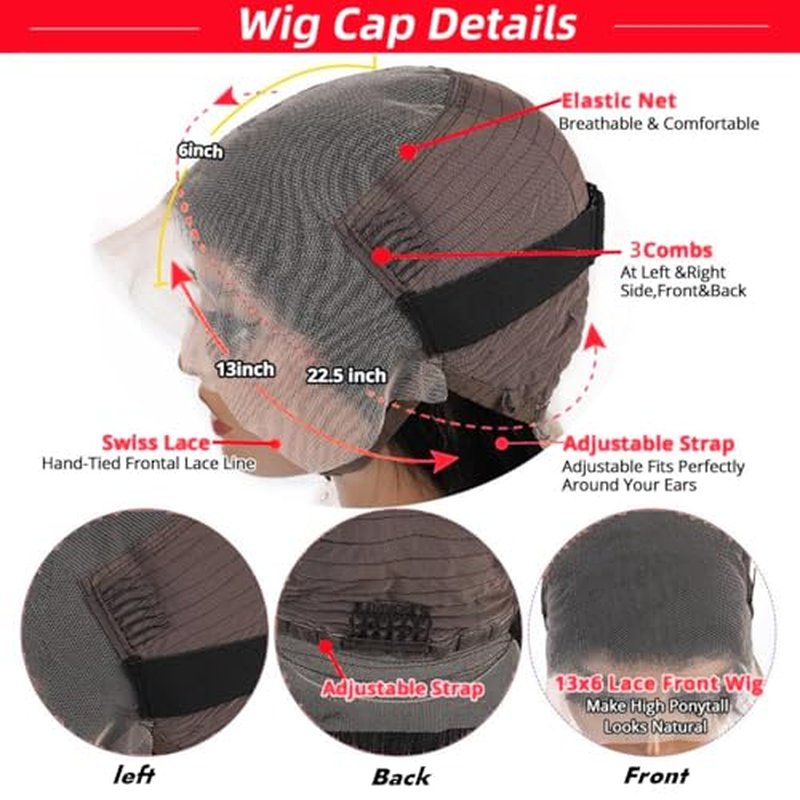 Nakkia 13x6 Deep Wave Bob Lace Front Wig Human Hair 13x6 Lace Frontal Wigs 180% Density Curly Bob Wig Human Hair Pre Plucked for Women Natural Black 12 Inch
