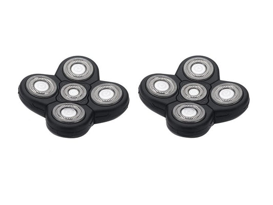 Men Electric Shavers Replacement Heads 5 in 1 Razor Replaceable Alternate Floating Washable Blade Trimmers Head (Black-2pcs)