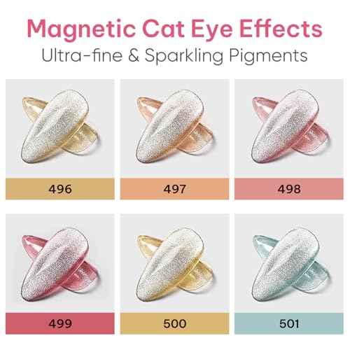 AIMEILI Cat Eye Gel Nail Polish, Hema Free, Cruelty Free, Vegan, Soak Off U V LED Nail Art DIY Gel Manicure Kit Set Of 6pcs X 10ml - 49