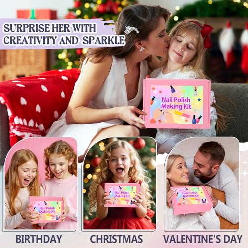 Nail Polish Making Kit, JCOOS DIY Nail Kit for Beginners With Everything, 12 Empty Nail Polish Bottles with Brush, 24 Pigment, Fun Nail Polish Kit, Christmas Gifts for Kids Nail Polish Set for Girls