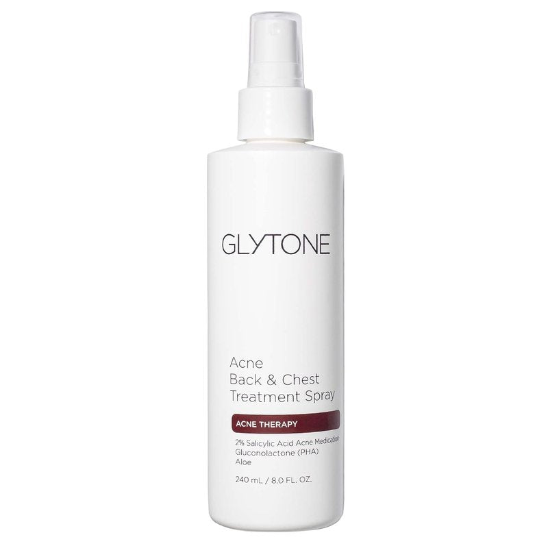 Glytone Chest & Back Acne Treatment Spray | 2% BHA Salicylic Acid & Gluconolactone | Quick-Dry, Fragrance-Free | 8 fl oz