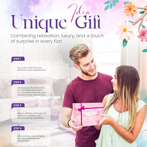 Bath Bombs for Women Pack of 12 Handmade for Women Gift Set, All Natural with Essential Oils, Shea Butter & Luxurious Bubbles - Relaxing Bath Bombs for Adults, Spa Fizzies, Moisturizing Bath Balls