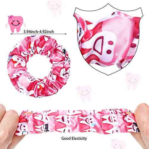 WILLBOND 20 Pieces Dental Hygienist Gifts, Dental Assistant Hair Scrunchies for Women, Tooth Elastic Hair Holder Hygiene Ponytail Teeth Pattern Hair Scrunchies for Women Girls